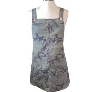 Angry Rabbit overall dress camo print adjustable straps pockets size medium